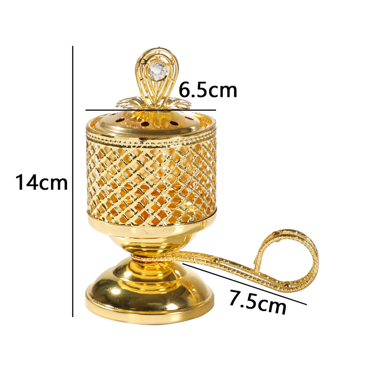 Arzator de Tamaie cu Carbune, Flippy, Metal Auriu, Stil Orientul Mijlociu, Portabil, cu Capac Anti Cenusa, 14 x 6.5 cm, Auriu - vivimall.ro