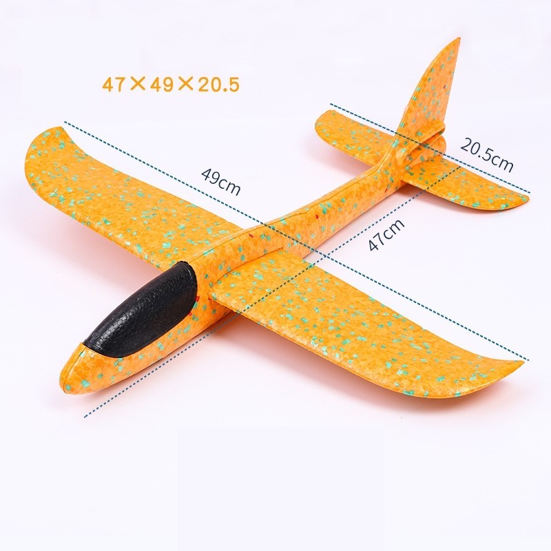 Avion planor din polistiren in punga , lungime 47 cm , Galben , Vivimall - vivimall.ro