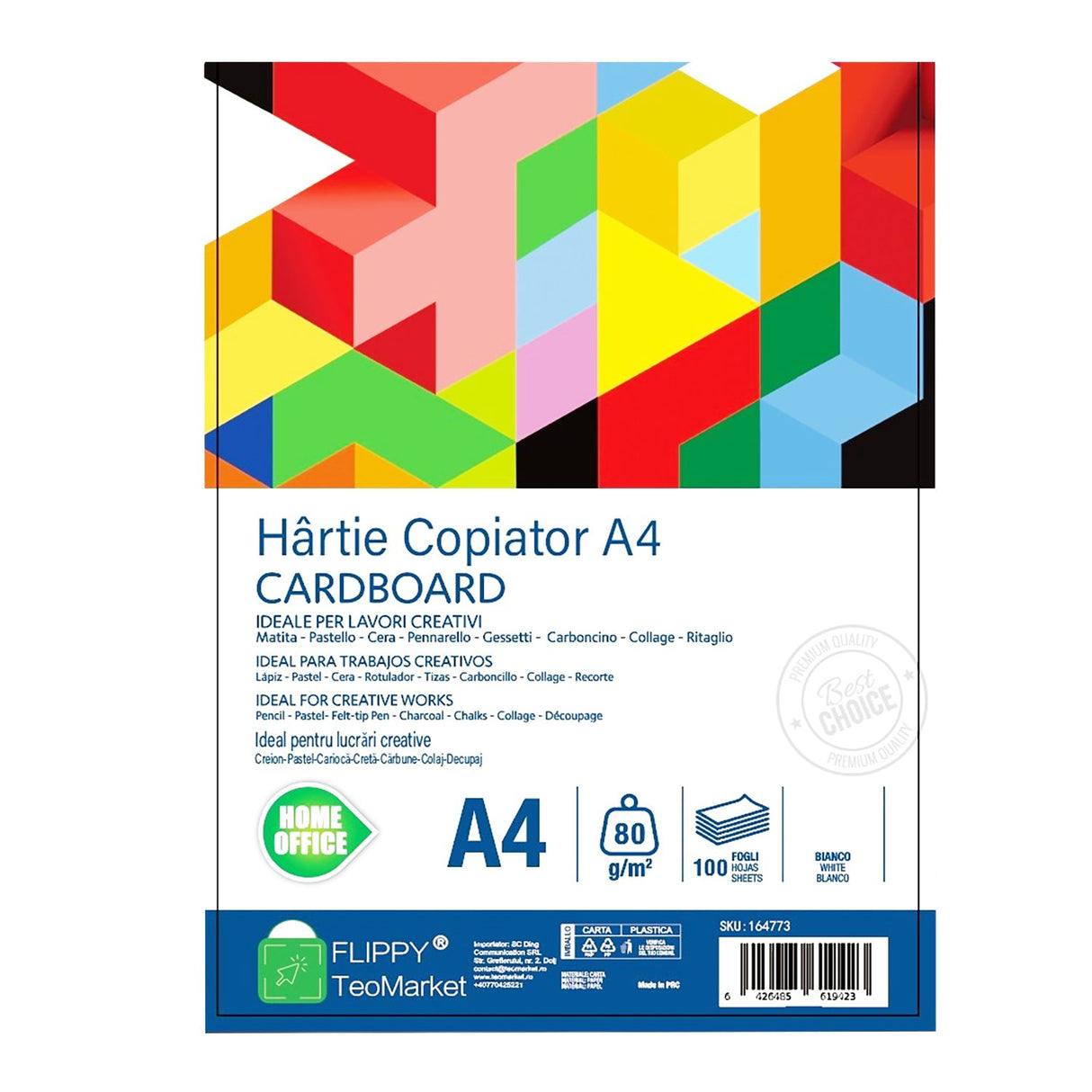 Hartie Copiator A4 Mutual Trust Cardboard, Flippy, 80 g/mp, 100 coli/top, 210 x 297 mm, Hartie Multifunctionala pentru Printare, Copiere si Proiecte Creative