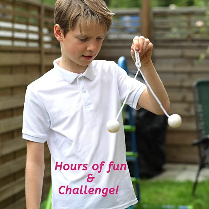 Jucarie interactiva cu bile, Vivimall, Clackers ball, antistres, Albastru, 40 mm - vivimall.ro