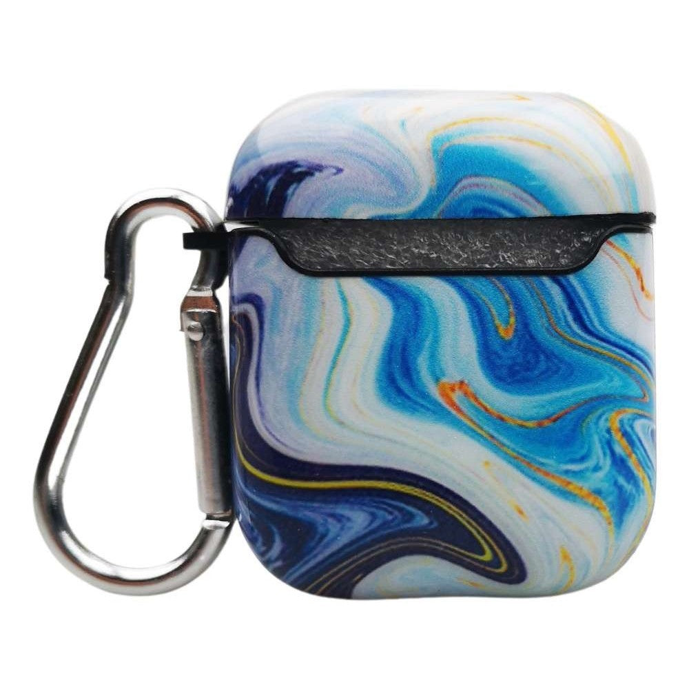 Husa AirPods cu Inel Prindere Marble Albastru - vivimall.ro