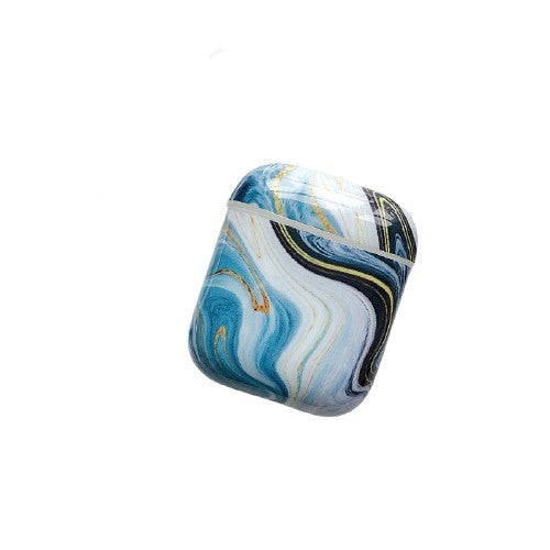 Husa AirPods cu Inel Prindere Marble Albastru - vivimall.ro