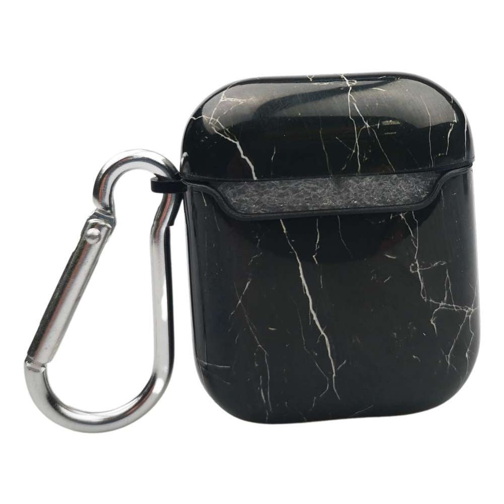 Husa AirPods cu Inel Prindere Marble Negru - vivimall.ro