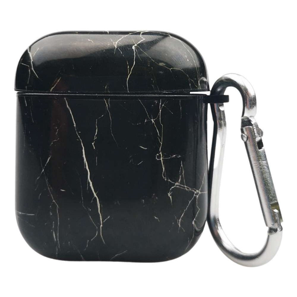 Husa AirPods cu Inel Prindere Marble Negru - vivimall.ro