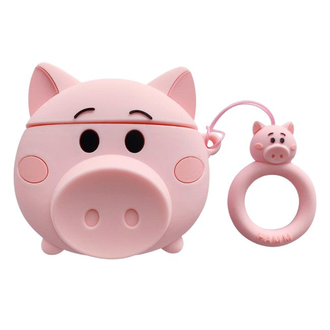 Husa AirPods cu Inel Prindere Porc Roz - vivimall.ro