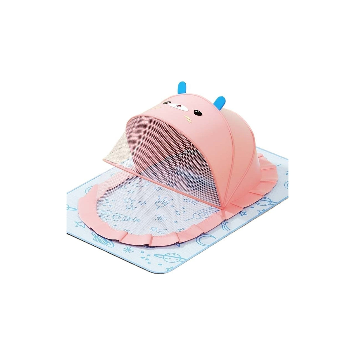 Husa Anti-Tantari, Vivimall, Pliabila, Protectie 360 Grade, Parasolar, 0-1 An, 60 x 55 x 5 cm, Roz - vivimall.ro