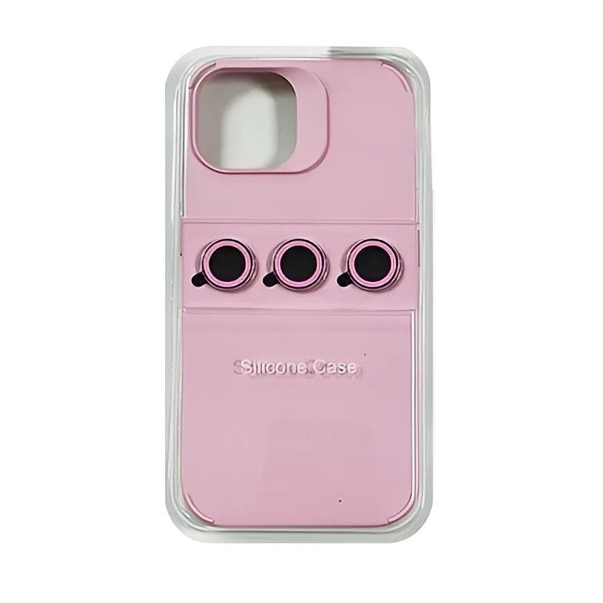 Husa Apple iPhone 13, Vivimall, din Silicon Lichid, Interior din Microfibra, Lentile Fosforescente de Protectie Camera, Anti Amprenta, Rezistenta la Socuri, Roz - vivimall.ro