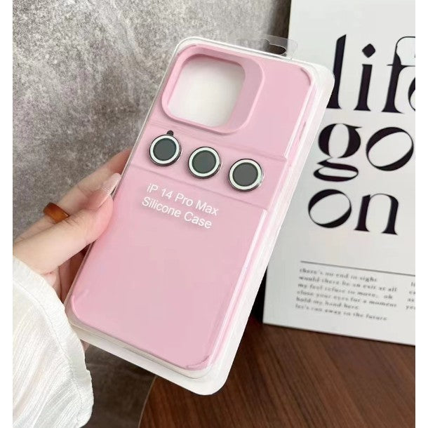 Husa Apple iPhone 14 Pro Max, Vivimall, din Silicon Lichid, Interior din Microfibra, Lentile Fosforescente de Protectie Camera, Anti Amprenta, Rezistenta la Socuri, Roz - vivimall.ro