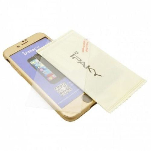 Husa Apple iPhone 6/6S IPAKY Full Cover 360 Auriu + Folie Cadou - vivimall.ro