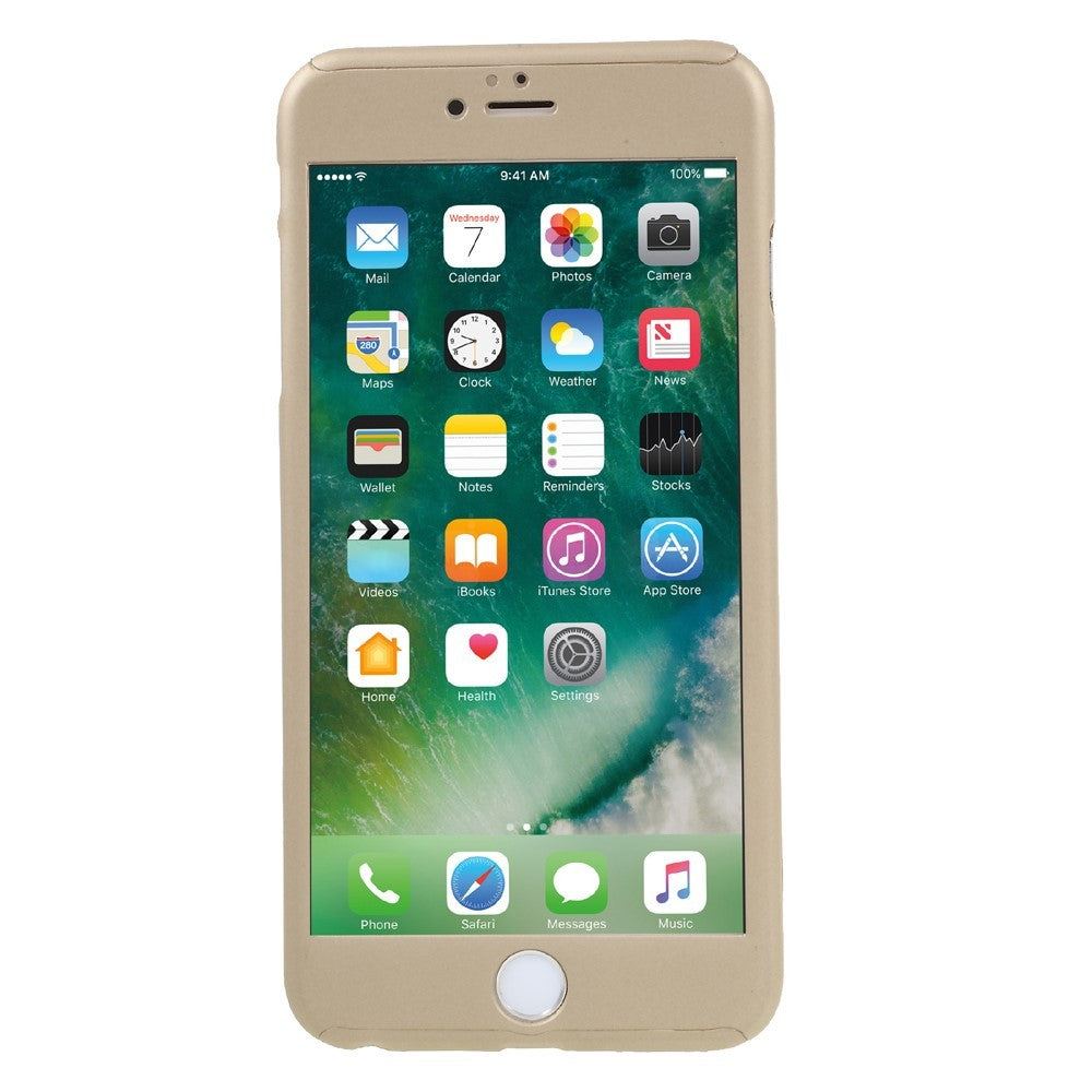 Husa Apple iPhone 6 Plus/6S Plus Full Cover 360 Auriu + Folie de protectie - vivimall.ro