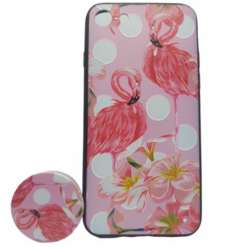 Husa Apple iPhone 7/8 Multicolor Model Flamingo + Popsocket inclus - vivimall.ro