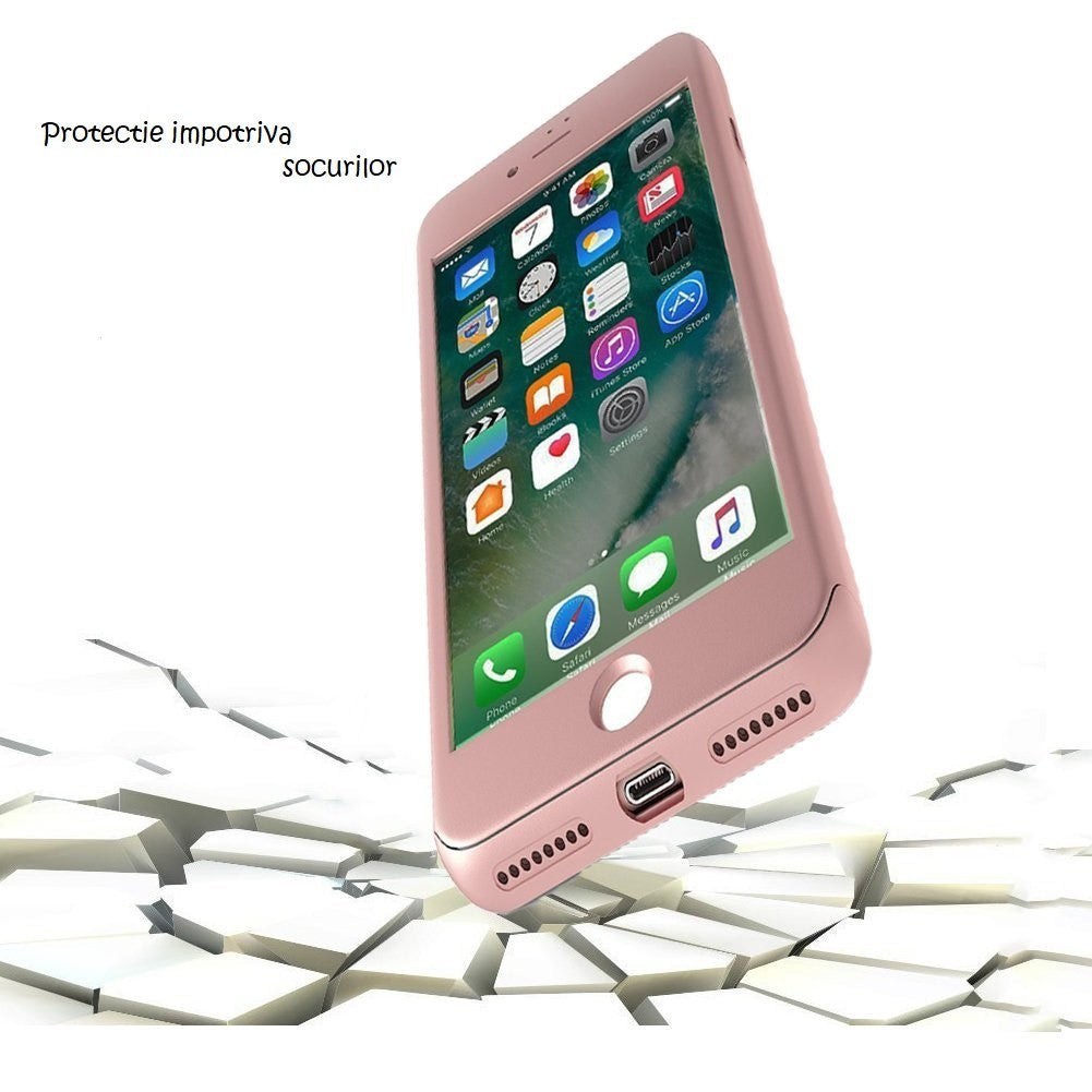 Husa Apple iPhone 7 IPAKY Full Cover 360 Roz Auriu + Folie Cadou - vivimall.ro