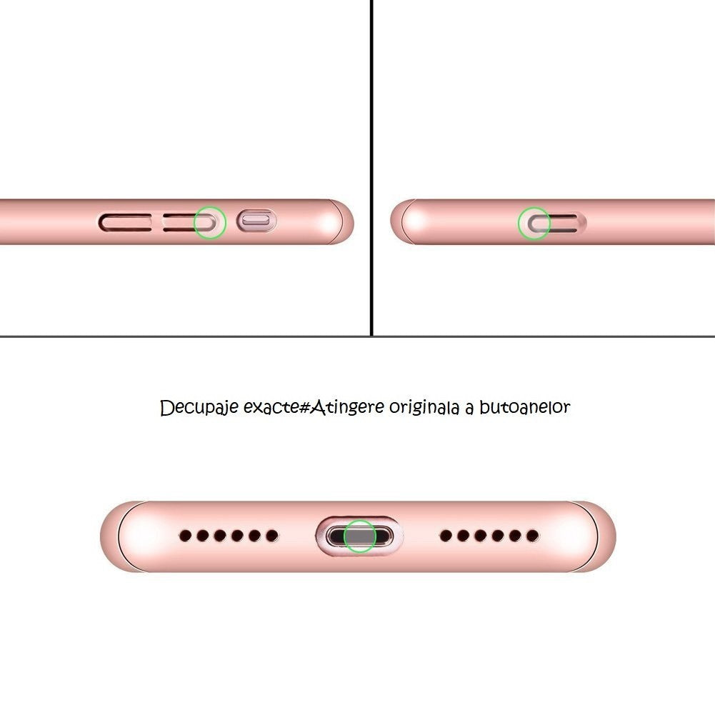Husa Apple iPhone 7 IPAKY Full Cover 360 Roz Auriu + Folie Cadou - vivimall.ro