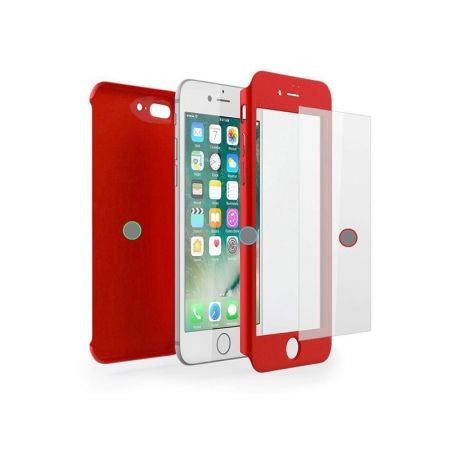 Husa Apple iPhone 7 Plus IPAKY Full Cover 360 Rosu + Folie Cadou - vivimall.ro