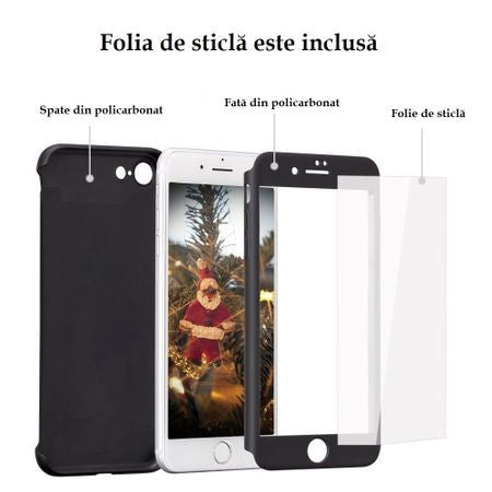 Husa Apple iPhone 8 IPAKY Full Cover 360 Negru + Folie Cadou - vivimall.ro