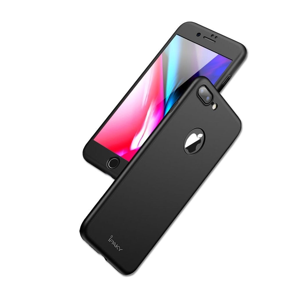 Husa Apple iPhone 8 Plus IPAKY Full Cover 360 Negru + Folie Cadou - vivimall.ro