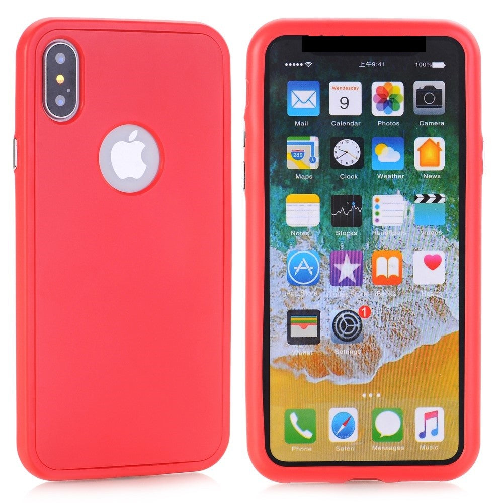 Husa Apple iPhone X Full Silicone Rosu - vivimall.ro