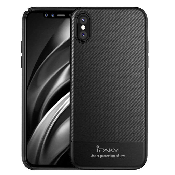 Husa Apple iPhone X IPAKY Carbon Fiber Negru - vivimall.ro