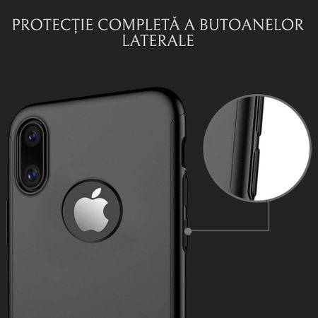 Husa Apple iPhone X IPAKY Full Cover 360 Negru + Folie Cadou - vivimall.ro