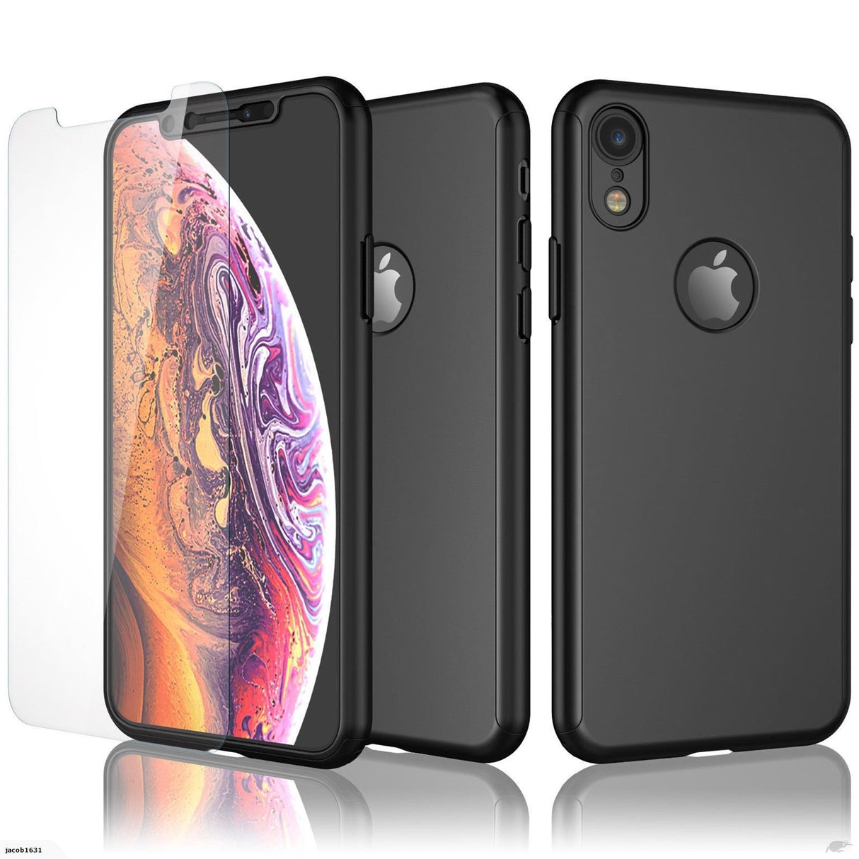 Husa Apple iPhone XR Full Cover 360 Negru + Folie de protectie - vivimall.ro