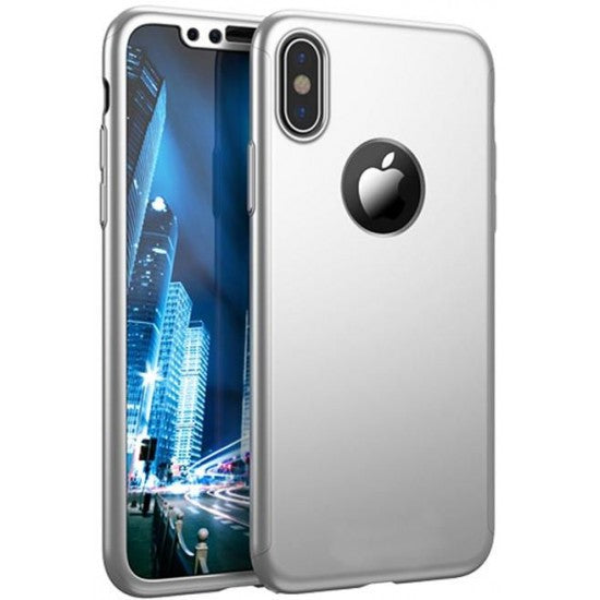 Husa Apple iPhone XS Max Full Cover 360 Argintiu + Folie de protectie - vivimall.ro