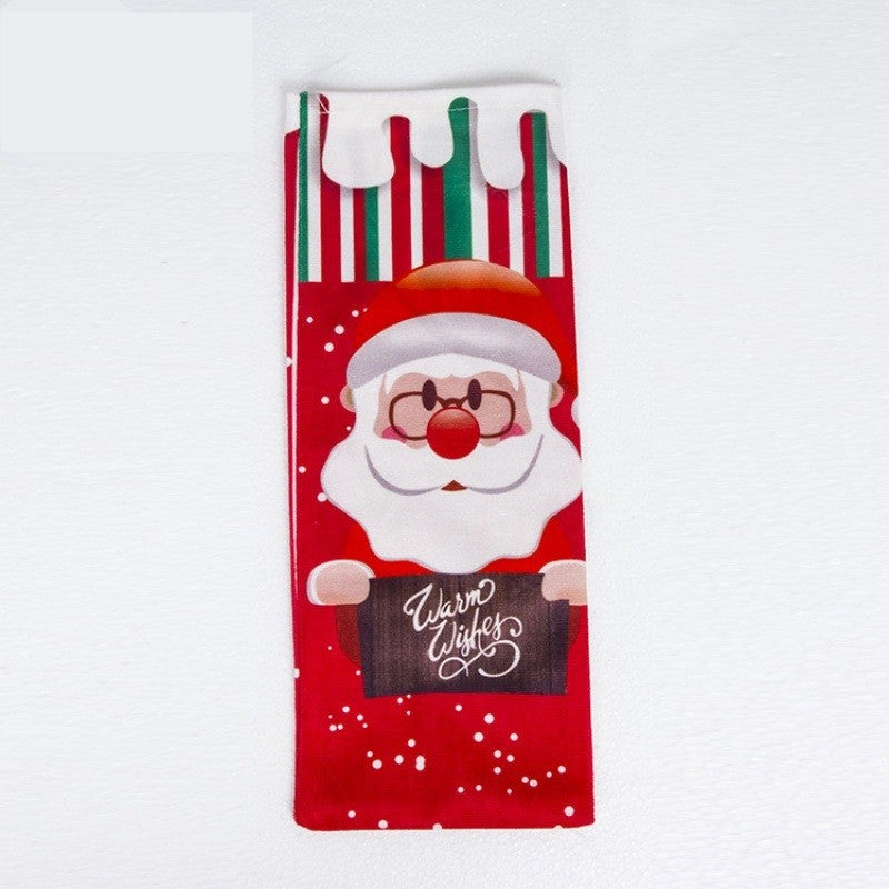Husa Craciun pentru sticla de vin Vivimall, tema Mos Craciun, material textil, 34 cm, multicolor - vivimall.ro