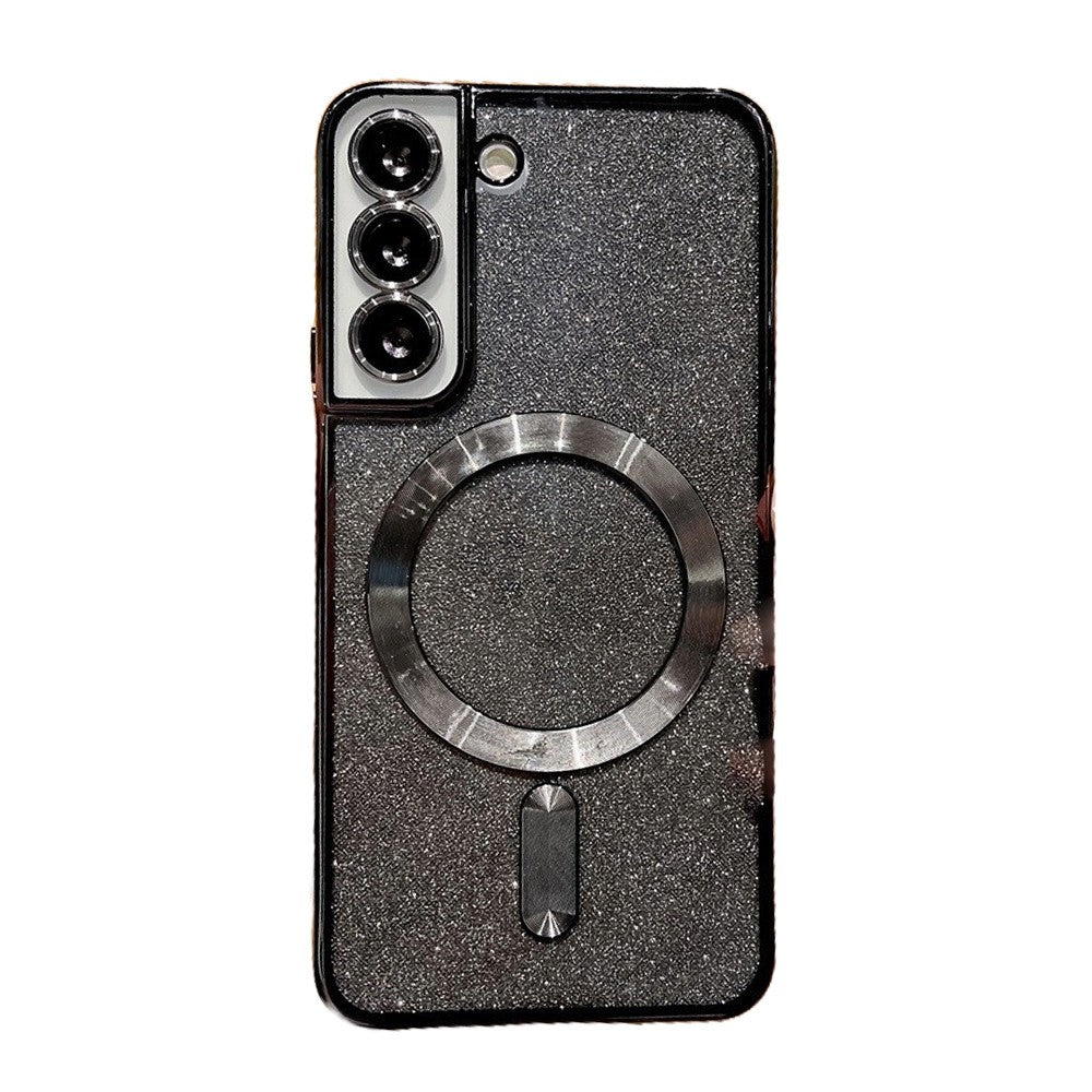 Husa de Protectie 2 in 1, Vivimall, Husa pentru Samsung Galaxy S24, Glitter Chrome Magsafe, din TPU, Magnetica, cu Protectie Lentila, Negru - vivimall.ro