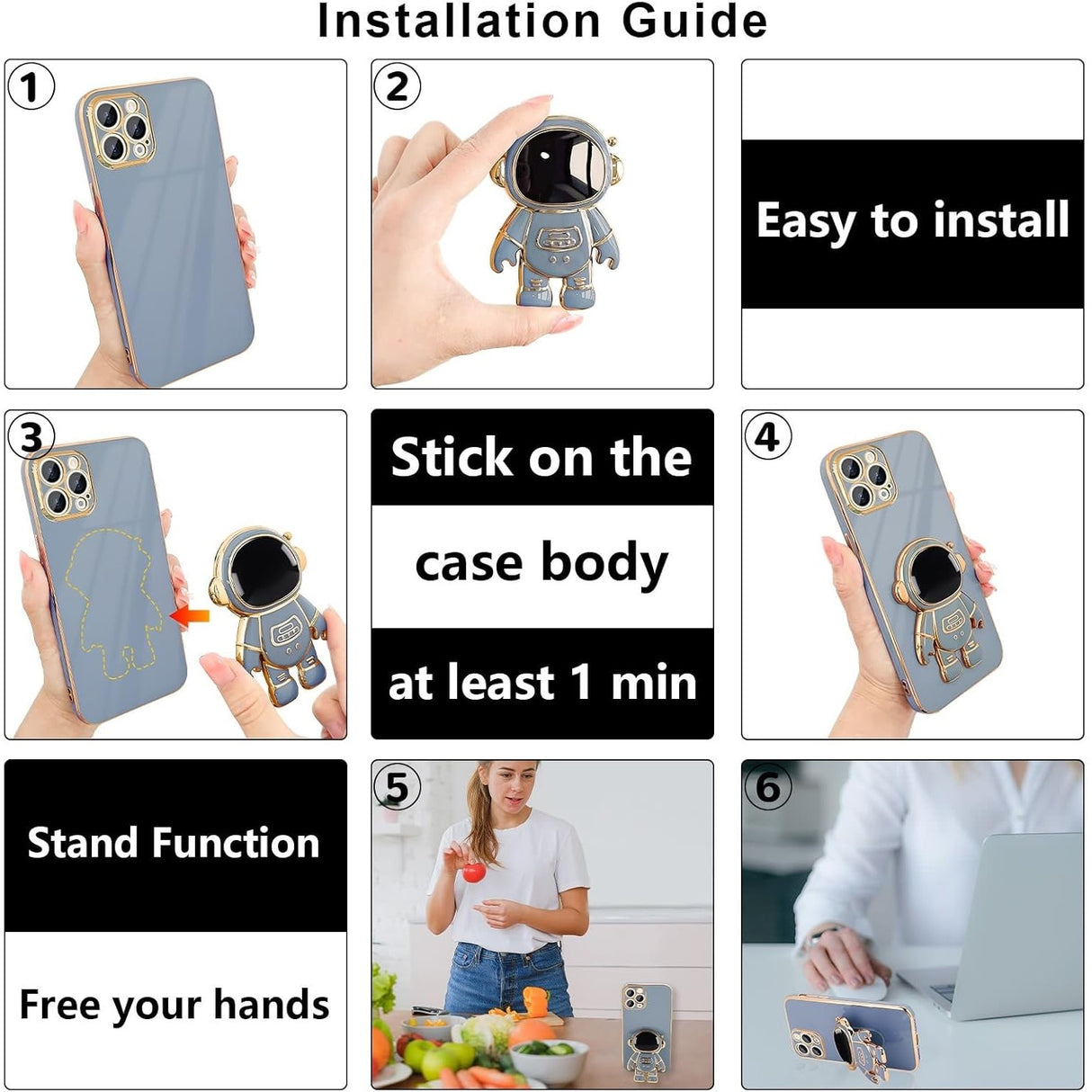 Husa de Protectie TPU 2in1, Vivimall, pentru Apple iPhone 15 Pro, Astronaut cu Suport, Antisoc, Rezistenta la Impact, Protectie Camera, Albastru - vivimall.ro