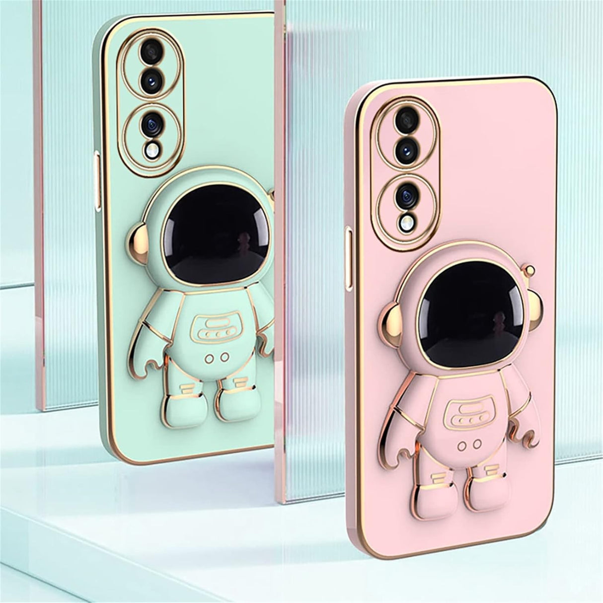 Husa Telefon 2in1, Vivimall, Compatibila Huawei Mate 60 Pro, Carcasa TPU cu Suport Inclus Tip Astronaut, Protectie Camere, Verde - vivimall.ro
