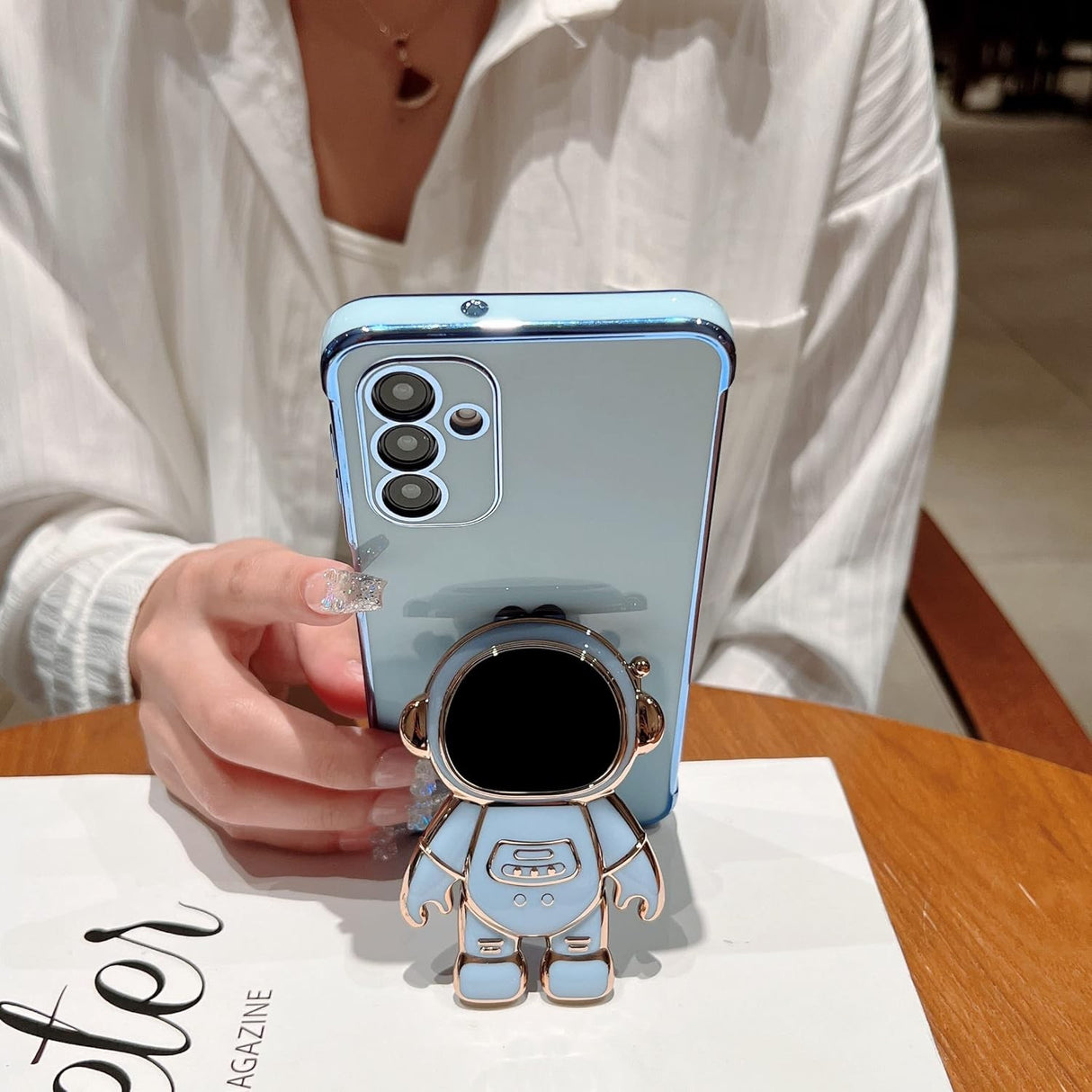 Husa Telefon 2in1, Vivimall, Compatibila Samsung Galaxy S21 FE, Carcasa TPU cu Suport Inclus Tip Astronaut, Protectie Camere, Verde - vivimall.ro