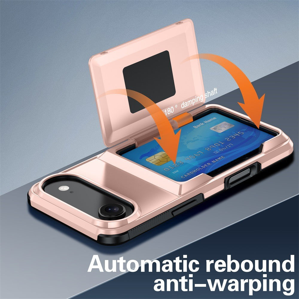 Husa de Protectie compatibila Apple iPhone 17 Air, Vivimall, Compartiment pentru Carduri, Anti-alunecare, Protectie PC, Rezistenta la Zgirieturi, Rose Gold - vivimall.ro