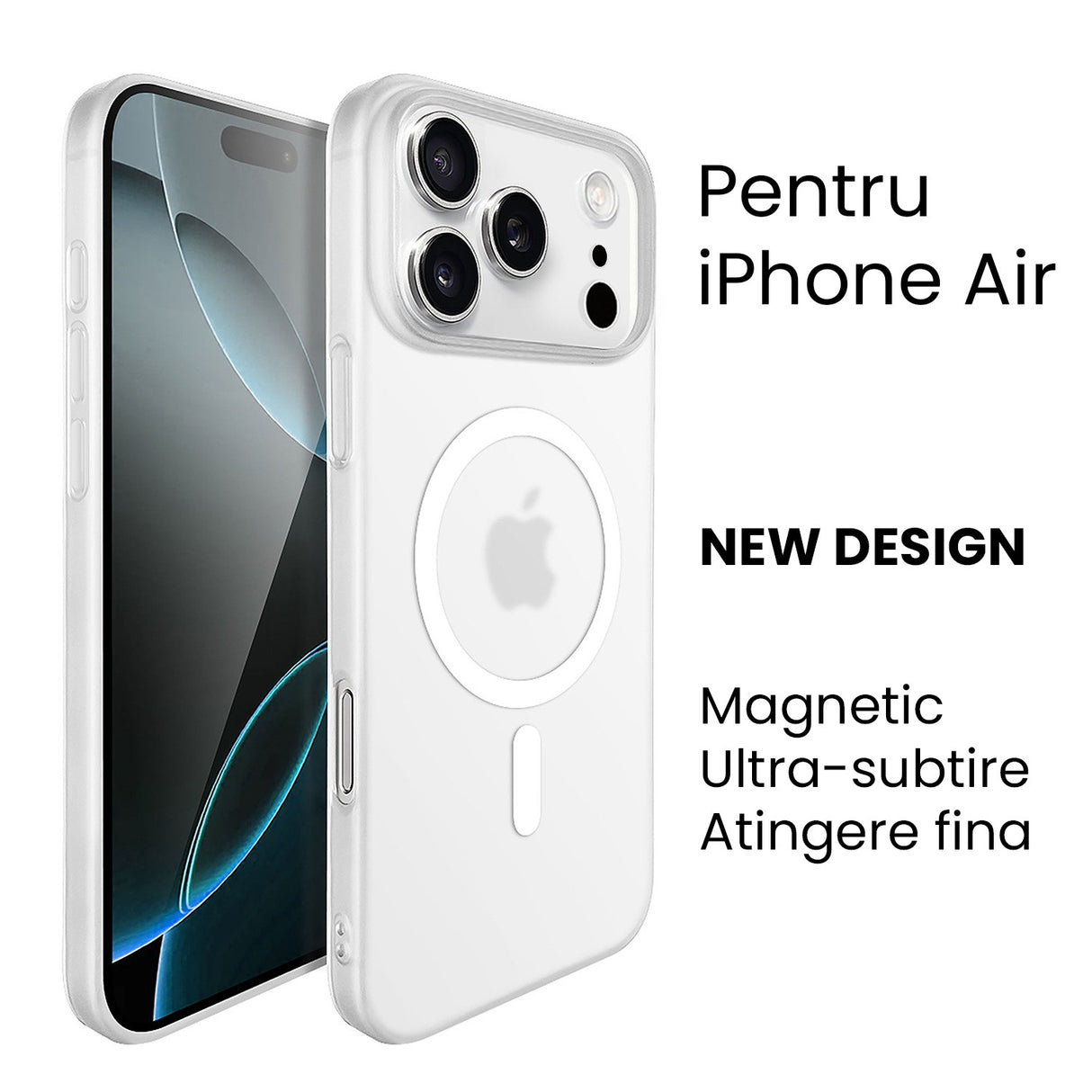 Husa de Protectie compatibila Apple iPhone 17 Air, Vivimall, Magnetica Ultra-subtire, Anti-alunecare, Protectie PC, Rezistenta la Zgirieturi, Alb - vivimall.ro