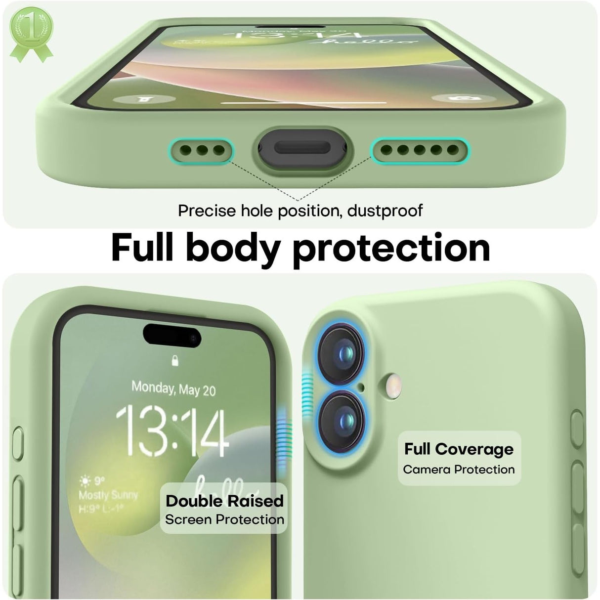 Husă Matte TPU iPhone 16 Plus Verde, vedere laterală, design subțire antialunecare