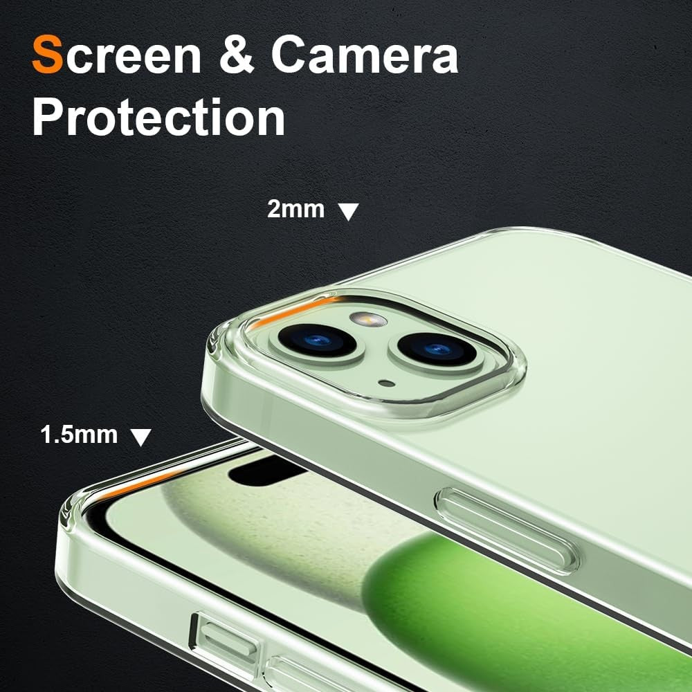 Husa de Protectie din Silicon, pentru Apple iPhone 15 Plus, PC, Antisoc, Rezistenta la Impact, Transparenta - vivimall.ro