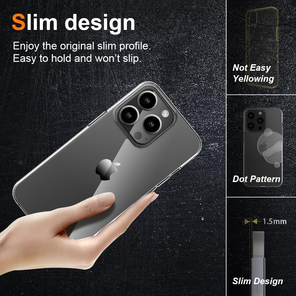 Husa de Protectie din Silicon, pentru Apple iPhone 15 Pro Max, PC, Antisoc, Rezistenta la Impact, Transparenta - vivimall.ro