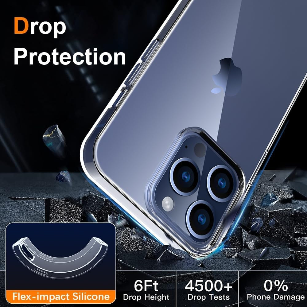 Husa de Protectie din Silicon, pentru Apple iPhone 15 Pro, PC, Antisoc, Rezistenta la Impact, Transparenta - vivimall.ro