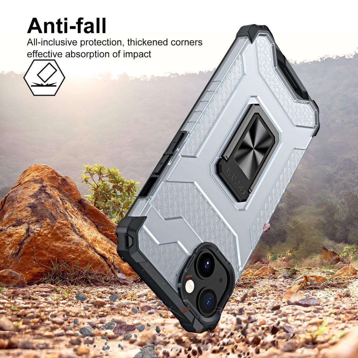 Husa de protectie Flippy compatibila cu Apple iPhone 13 Acrylic Armor cu suport Negru - vivimall.ro