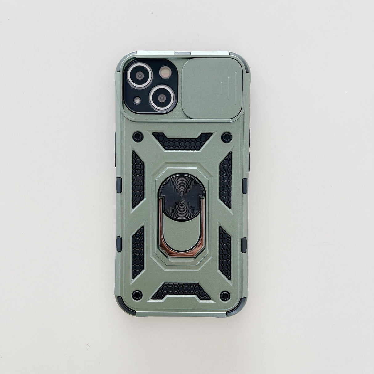 Husa de protectie Flippy compatibila cu Apple iPhone 13 Defender Model 4 cu suport,Verde - vivimall.ro