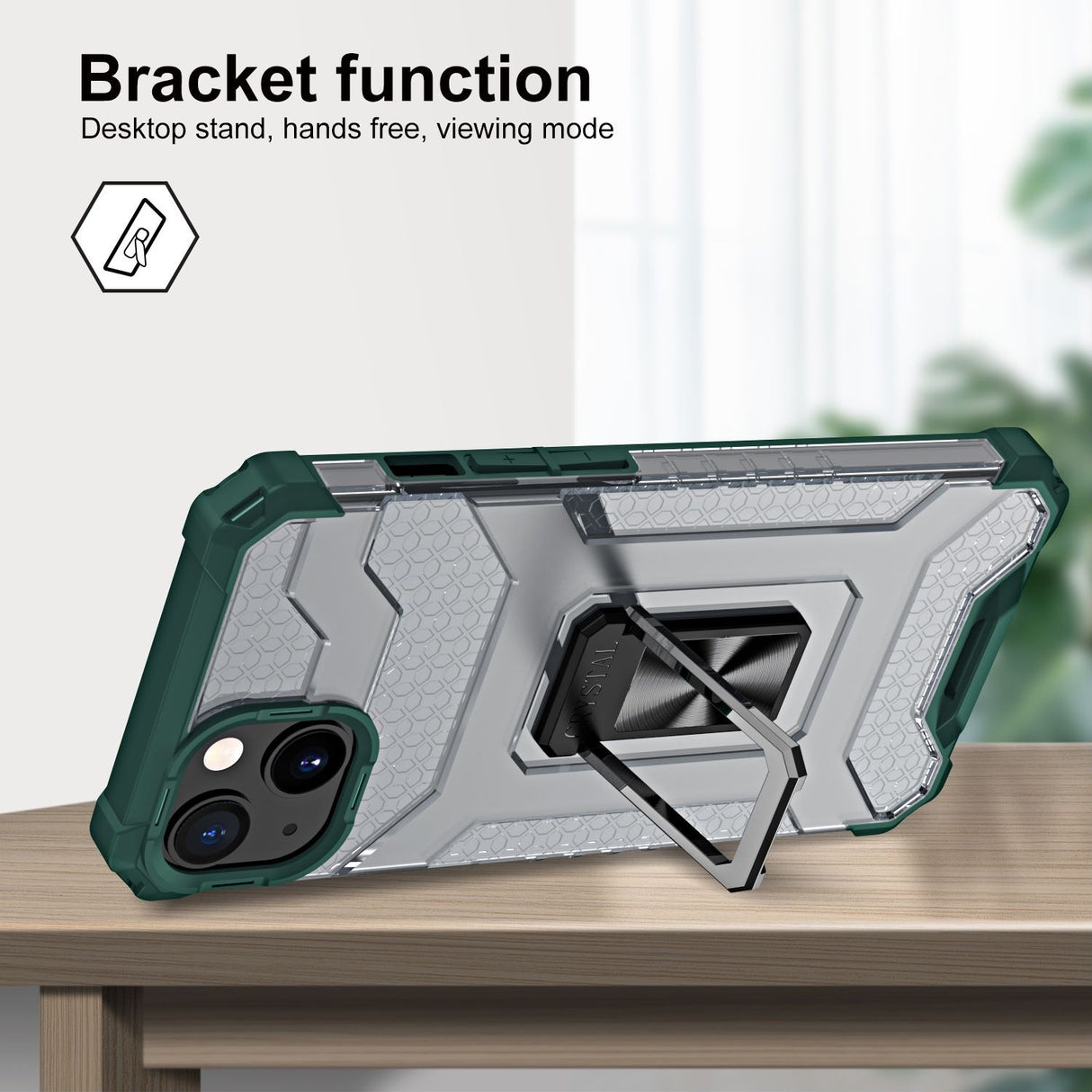 Husa de protectie Flippy compatibila cu Apple iPhone 13 Mini Acrylic Armor cu suport Verde Inchis - vivimall.ro