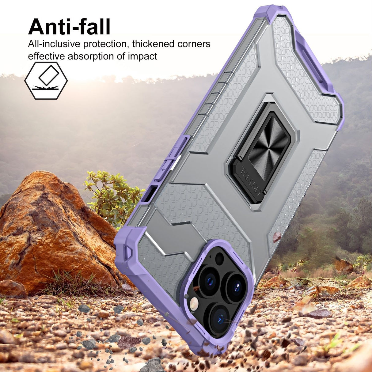 Husa de protectie Flippy compatibila cu Apple iPhone 13 Pro Max Acrylic Armor cu suport Mov - vivimall.ro