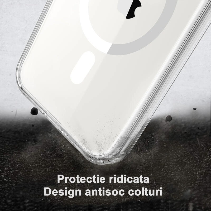 Husa de protectie Vivimall compatibila cu Apple iPhone 15 Pro, MagSafe Blister, gaura mare camera, transparenta - vivimall.ro