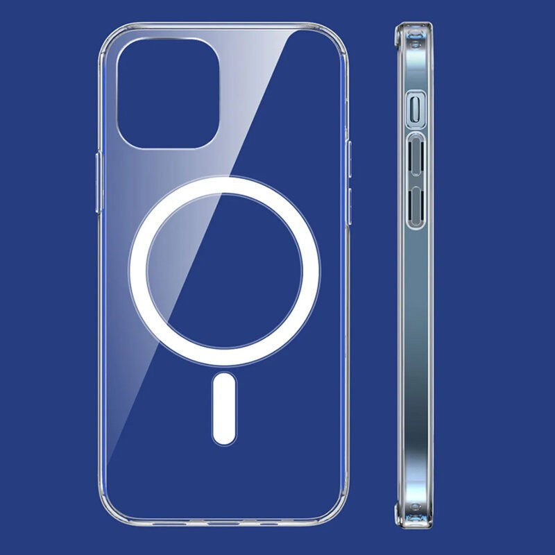 Husa de protectie Vivimall compatibila cu Apple iPhone 15 Pro Max, MagSafe Blister, gaura mare camera, transparenta - vivimall.ro