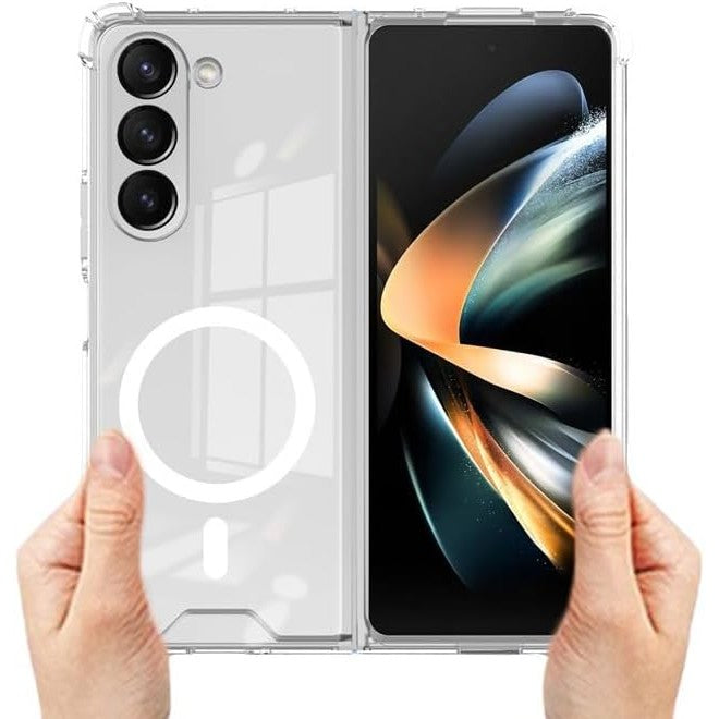 Husa de protectie Vivimall compatibila cu Samsung Z Fold 5, MagSafe Blister, gaura mare camera, transparenta - vivimall.ro
