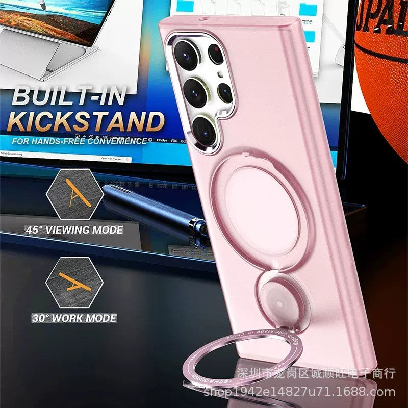 Husa de protectie Flippy, cu incarcare Wireless, Tehnologie Magsafe, TPU, Inel magnetic rotativ cu functie de suport, pentru Samsung Galaxy S23 , Rose Gold - vivimall.ro