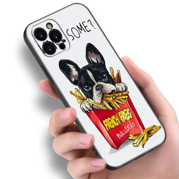 Husa de Protectie, Vivimall, Husa de Protectie pentru iPhone 14 Pro Max, din TPU, Imprimeu Bulldog SOME, Alb - vivimall.ro