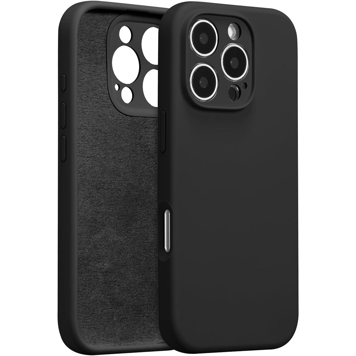 Husa de Protectie, Vivimall, pentru iPhone 16 Pro, Liquid Silicone, cu Microfibra pe Interior, Protectie Antisoc, Compatibil Incarcare Wireless, Negru - vivimall.ro