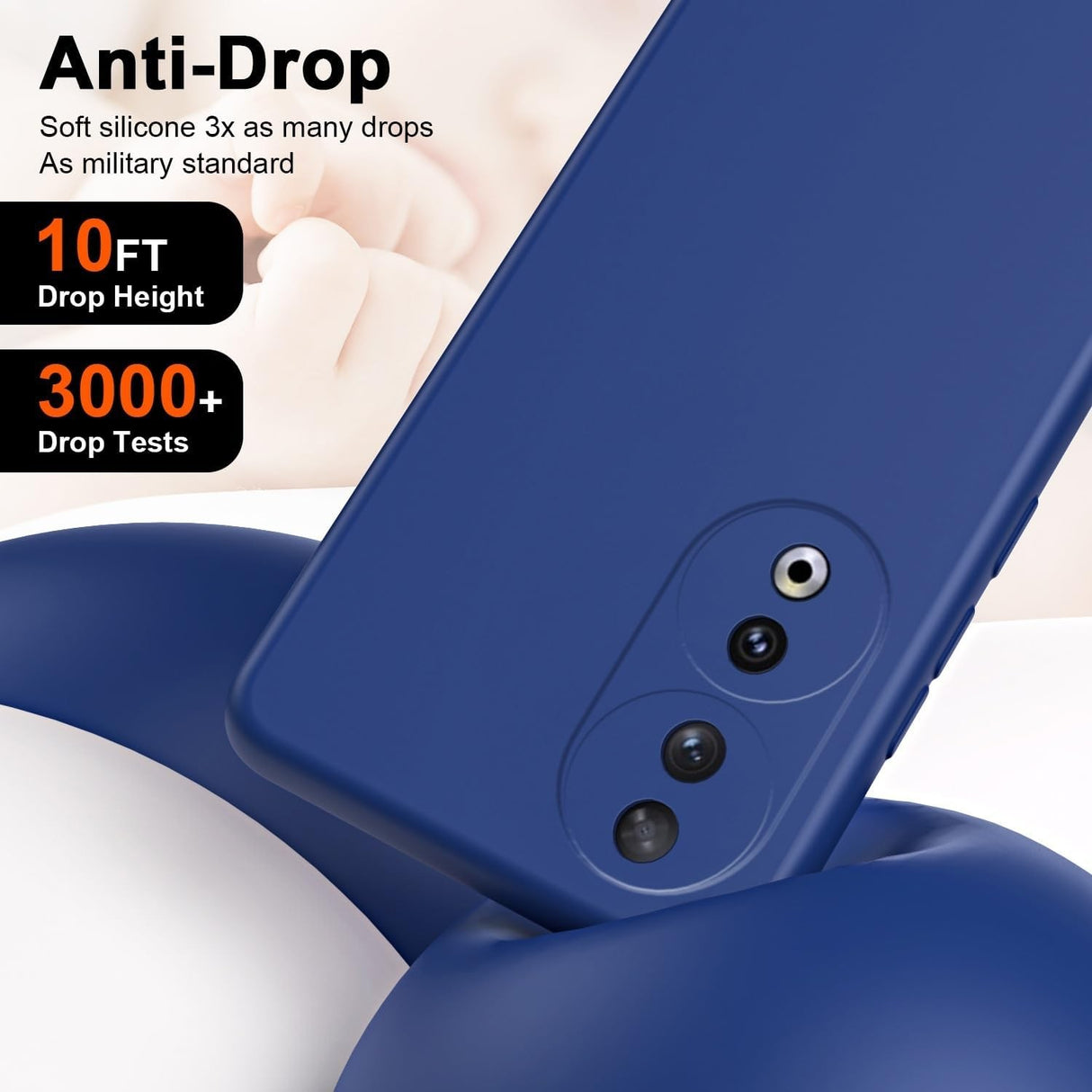 Husa de Protectie, Vivimall, pentru Honor 90, Liquid Silicone, cu Microfibra pe Interior, Protectie Antisoc, Compatibil Incarcare Wireless, Albastru - vivimall.ro