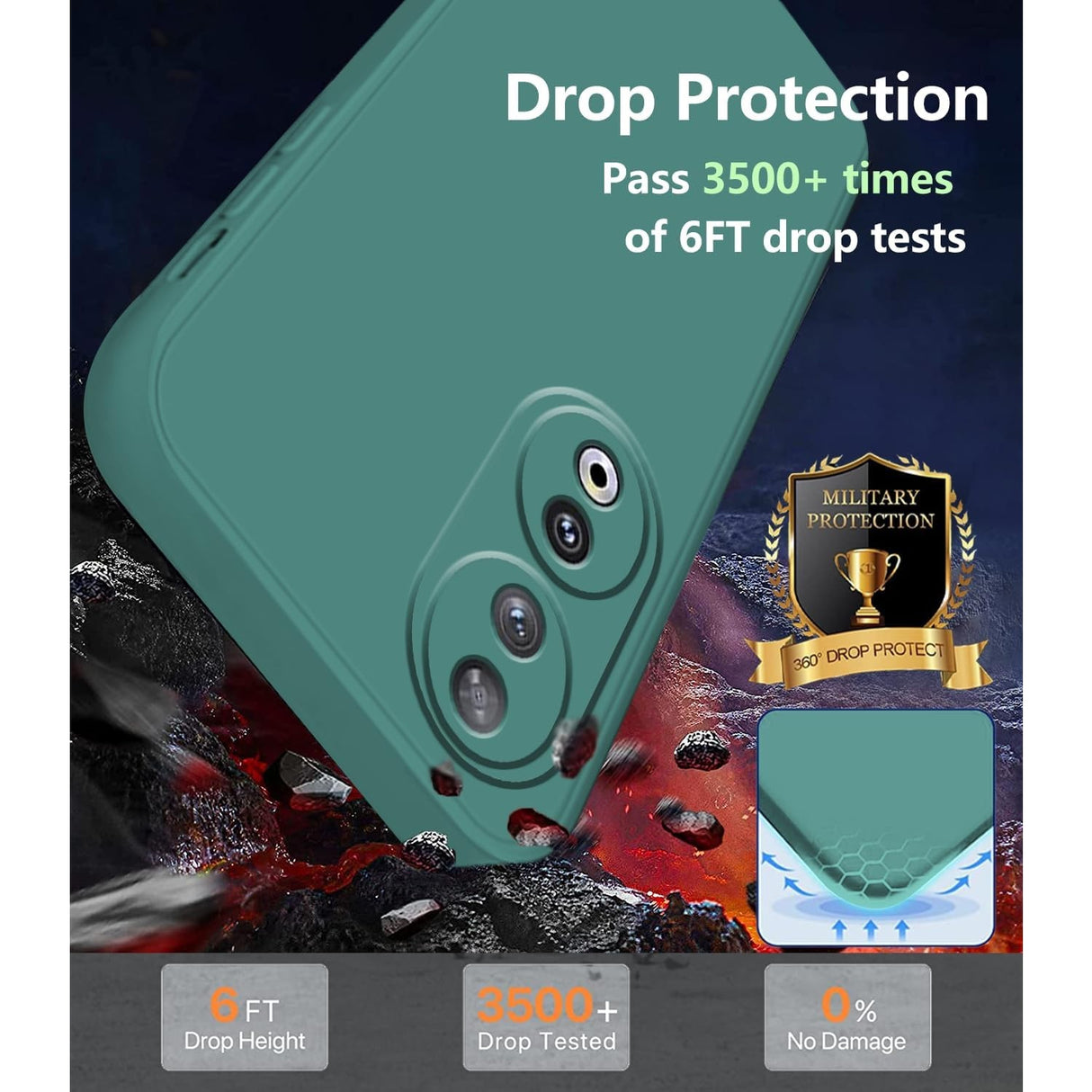 Husa de Protectie, Flippy, pentru Honor 90, Liquid Silicone, cu Microfibra pe Interior, Protectie Antisoc, Compatibil Incarcare Wireless, Verde - vivimall.ro
