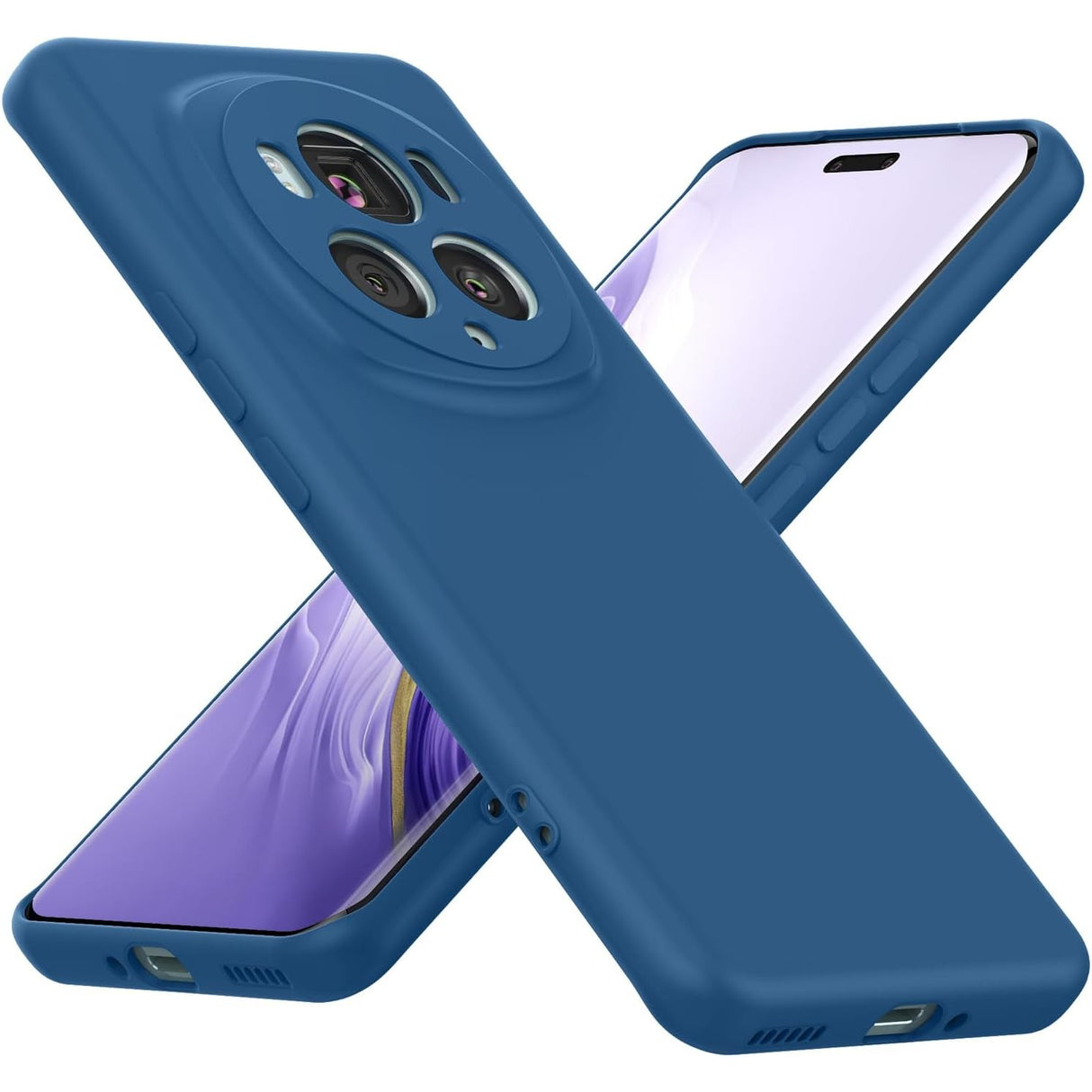 Husa de Protectie, Vivimall, pentru Honor Magic 5 Pro, Liquid Silicone, cu Microfibra pe Interior, Protectie Antisoc, Compatibil Incarcare Wireless, Albastru - vivimall.ro