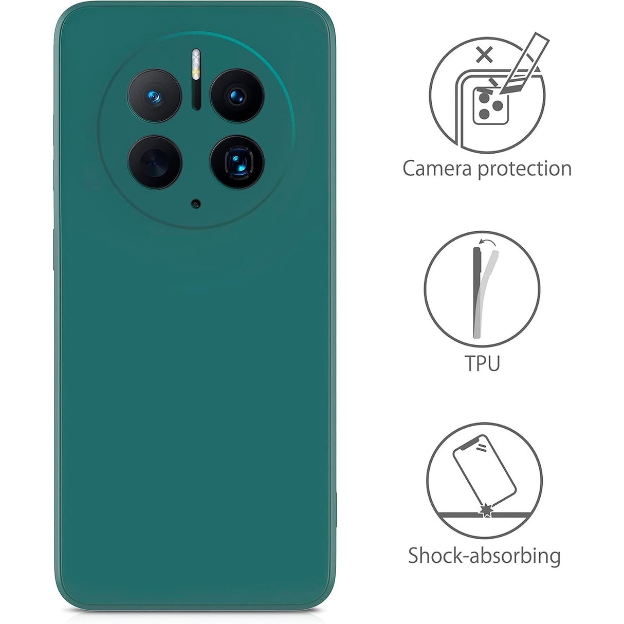 Husa de Protectie, Vivimall, pentru Huawei Mate 50 Pro, Liquid Silicone, cu Microfibra pe Interior, Protectie Antisoc, Compatibil Incarcare Wireless, Verde - vivimall.ro